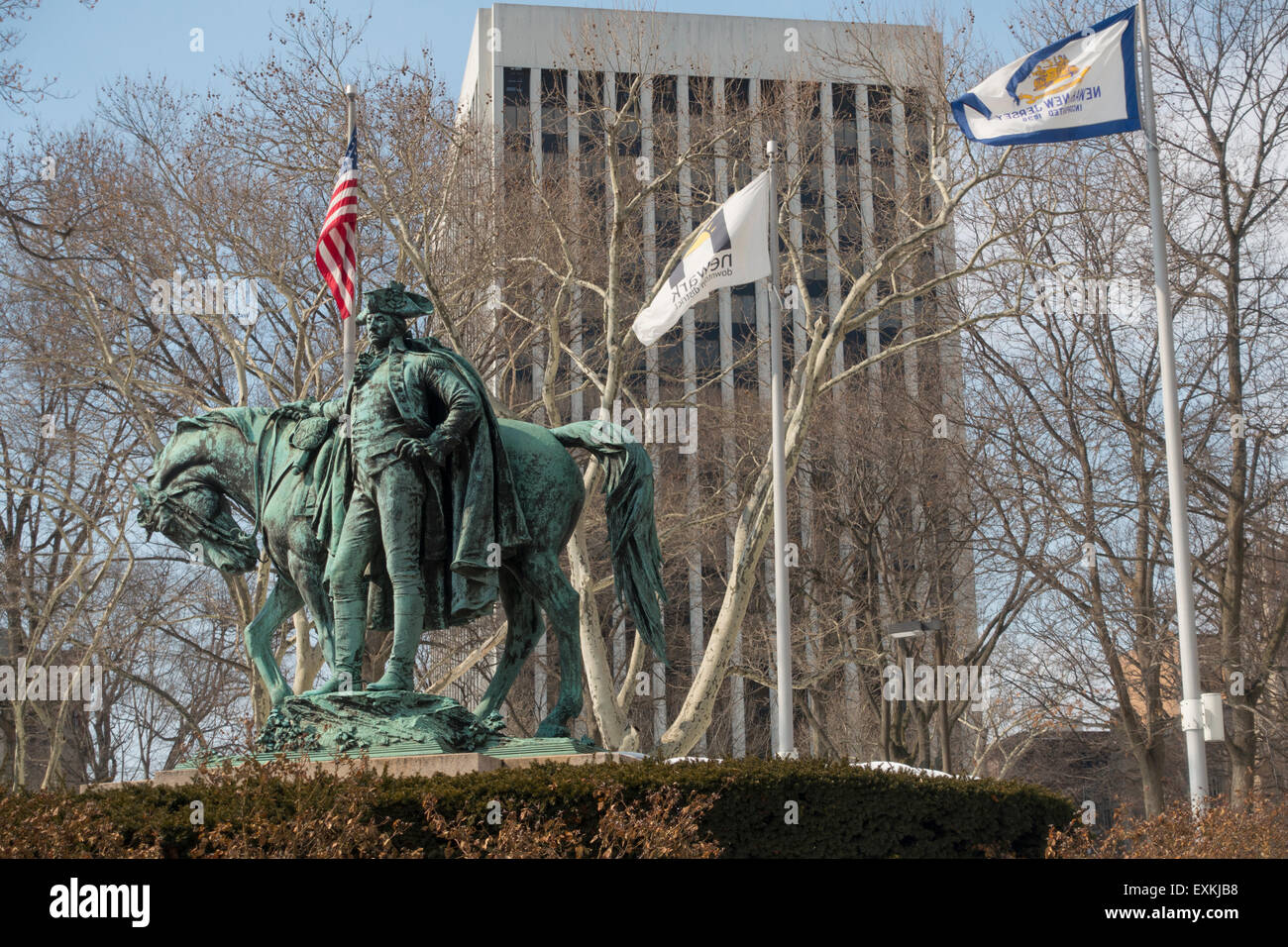 George Washington si congeda statura in Newark NJ Foto Stock