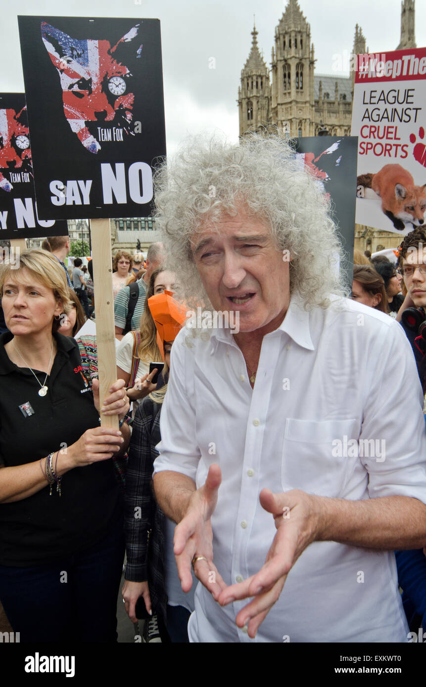 Il 14 luglio 2015. Brian può in un rally per protestare contro le modifiche proposte alla legge di caccia, Foto Stock