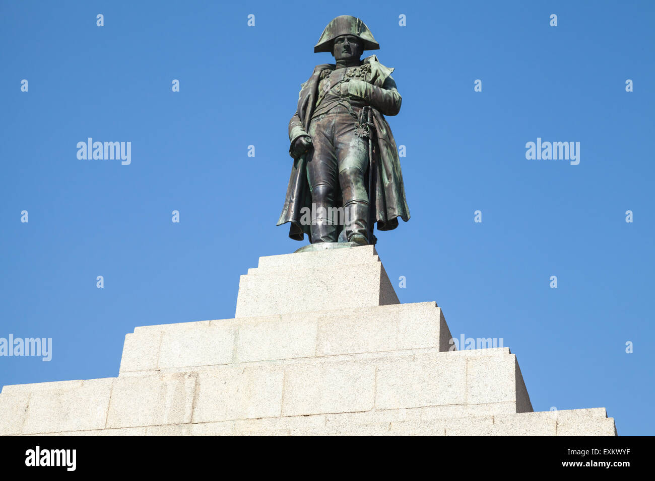 Statua di Napoleone Bonaparte come primo imperatore di Francia, Ajaccio, isola di Corsica Foto Stock