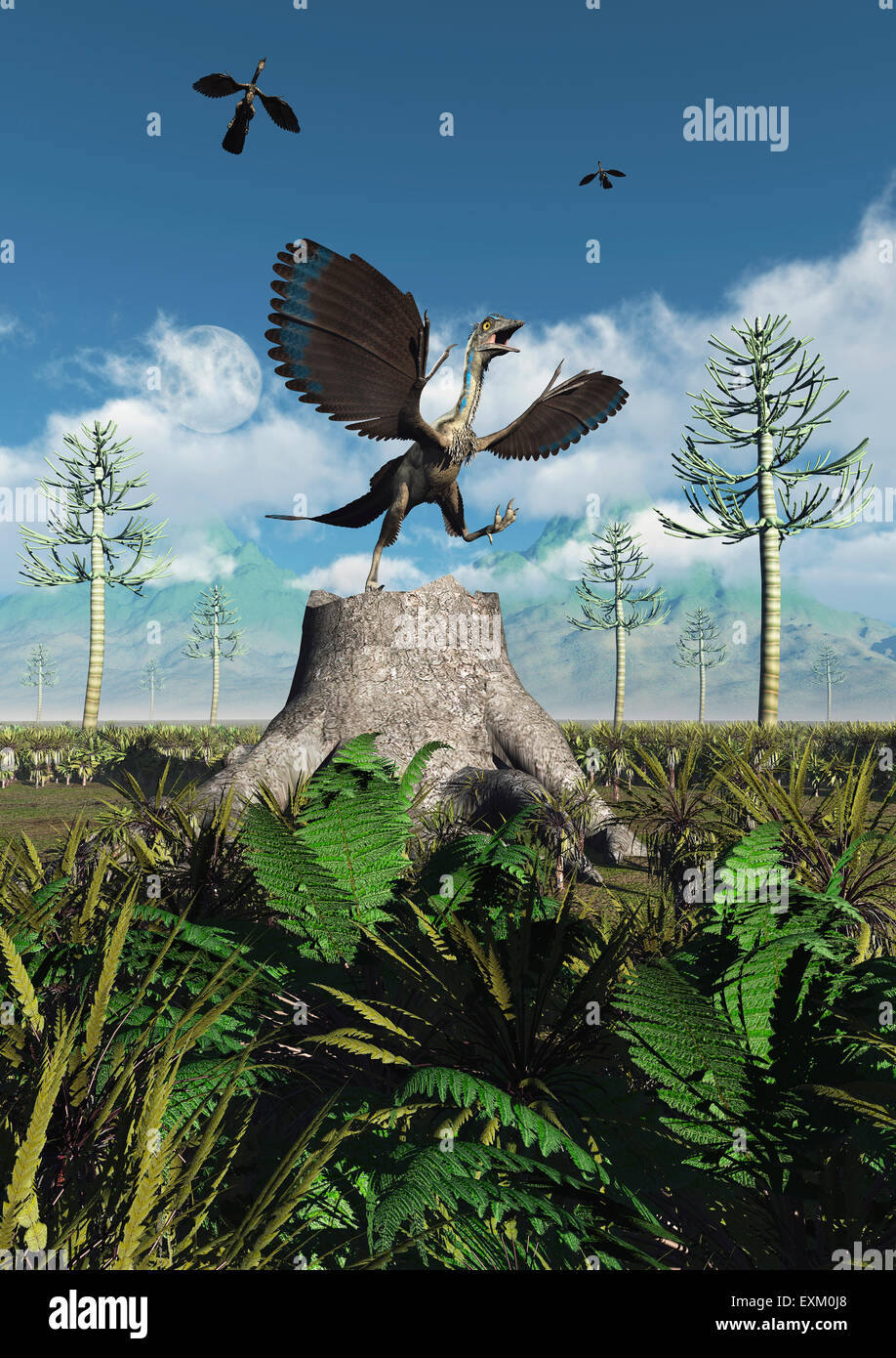 Gregge di Archaeopteryx Foto Stock