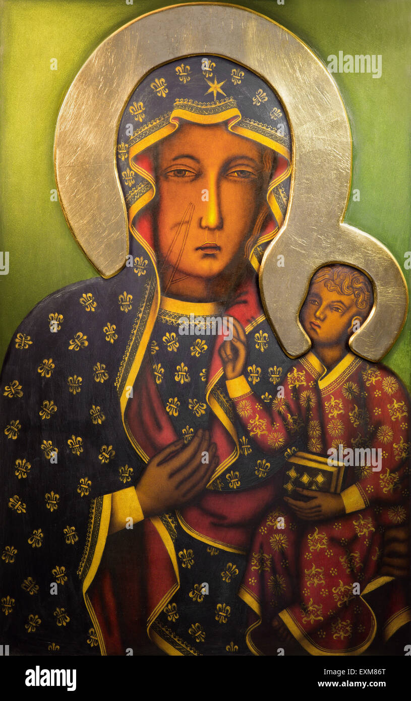 TEL AVIV, Israele - 2 Marzo 2015: l'icona della Madonna Nera di st. Pietro nella vecchia Jaffa Di artista sconosciuto dalla fine del 1 Foto Stock