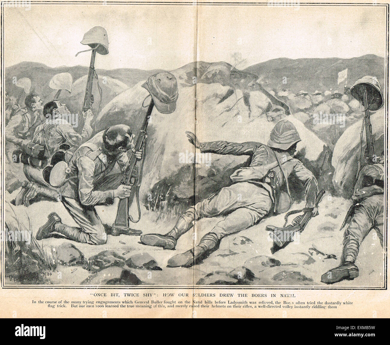 Bandiera bianca arrendersi trucco Guerra Boera 1900 Foto Stock