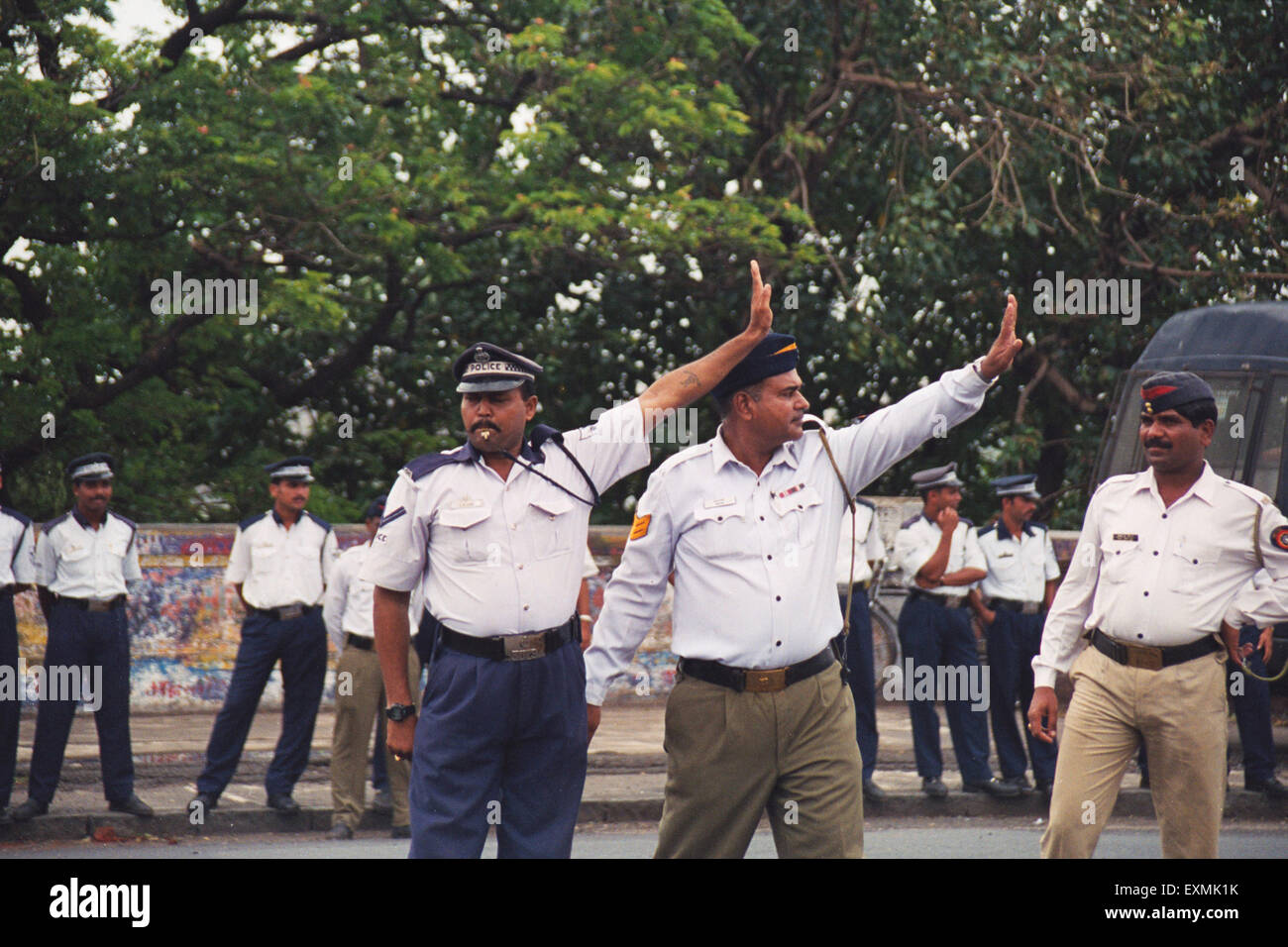 Formazione della polizia imparare gestione del traffico Bombay Mumbai Maharashtra India Asia Foto Stock