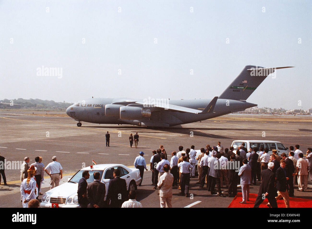 Bill Clinton plane partenza Chhatrapati Shivaji Maharaj Aeroporto Internazionale di Bombay Mumbai India Maharashtra Foto Stock