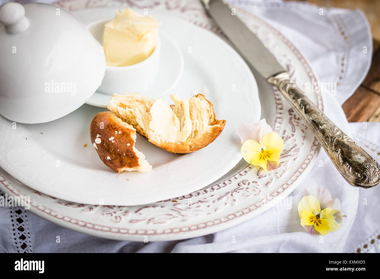 Bun dolci per la prima colazione Foto Stock