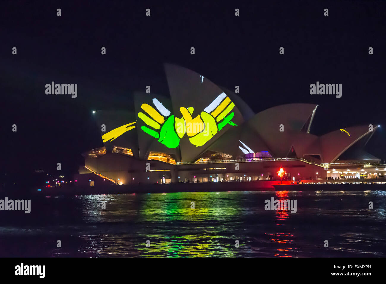 Festival di vivida luce, installazione, Opera House di Sydney, Australia Foto Stock