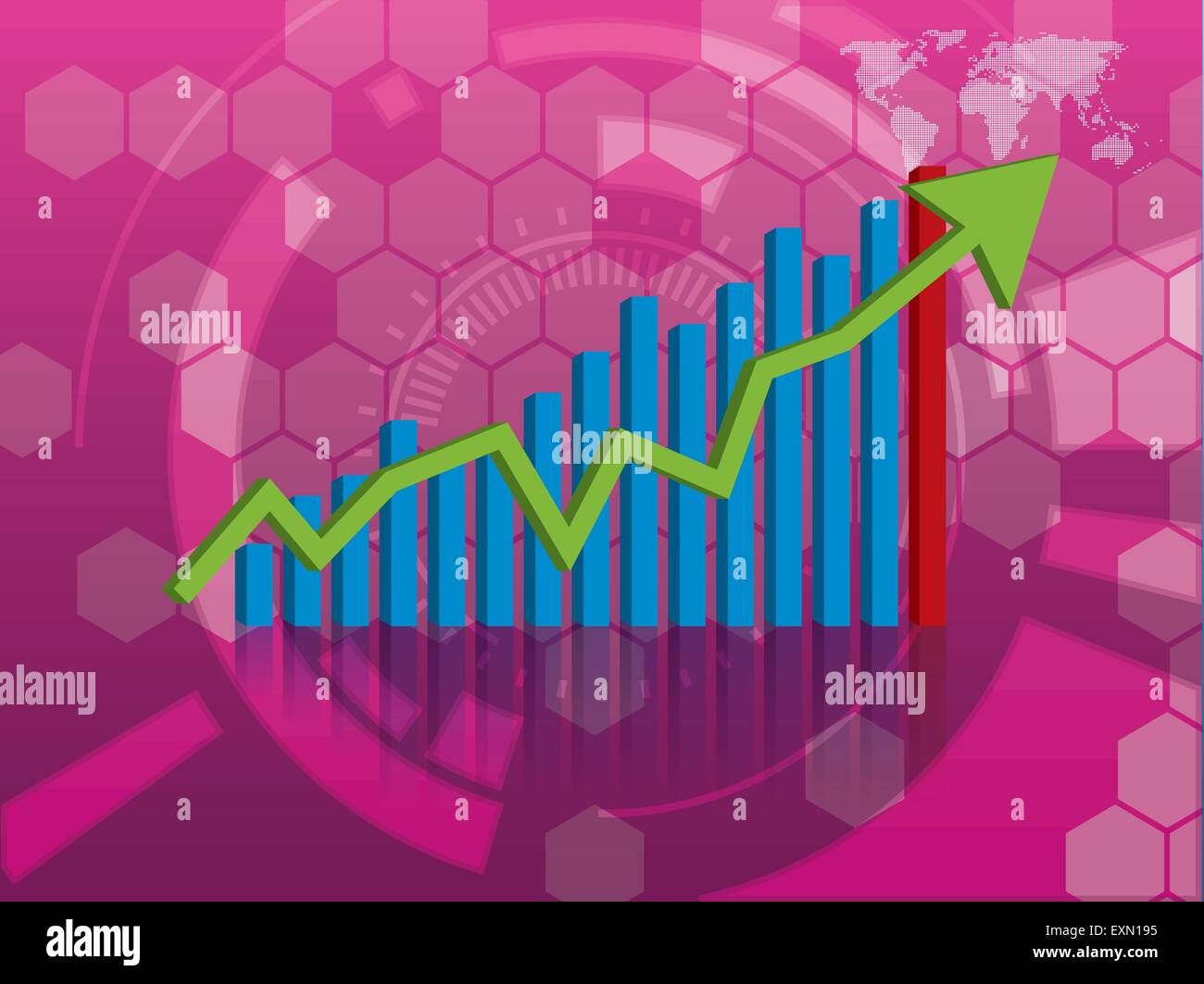 Grafico della crescita degli investimenti nella tecnologia di sfondo Illustrazione Vettoriale