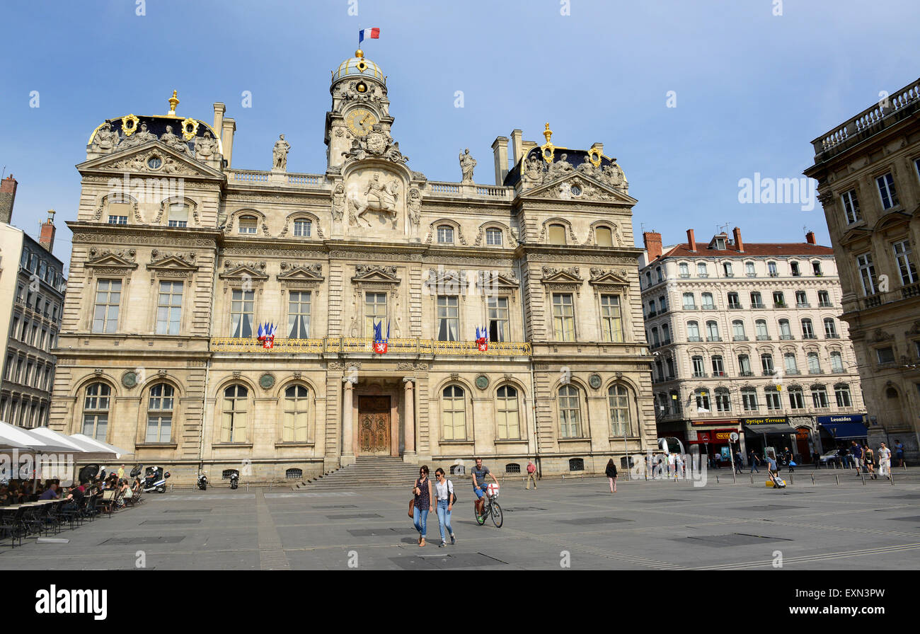 Lyon Hotel de Ville Città municipio Rhone-Alpes Francia Foto Stock