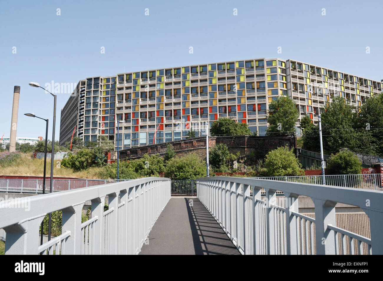 Residential Park Hill Flats Housing Block, Sheffield, Inghilterra. Edificio storico ristrutturato nel centro della città Foto Stock