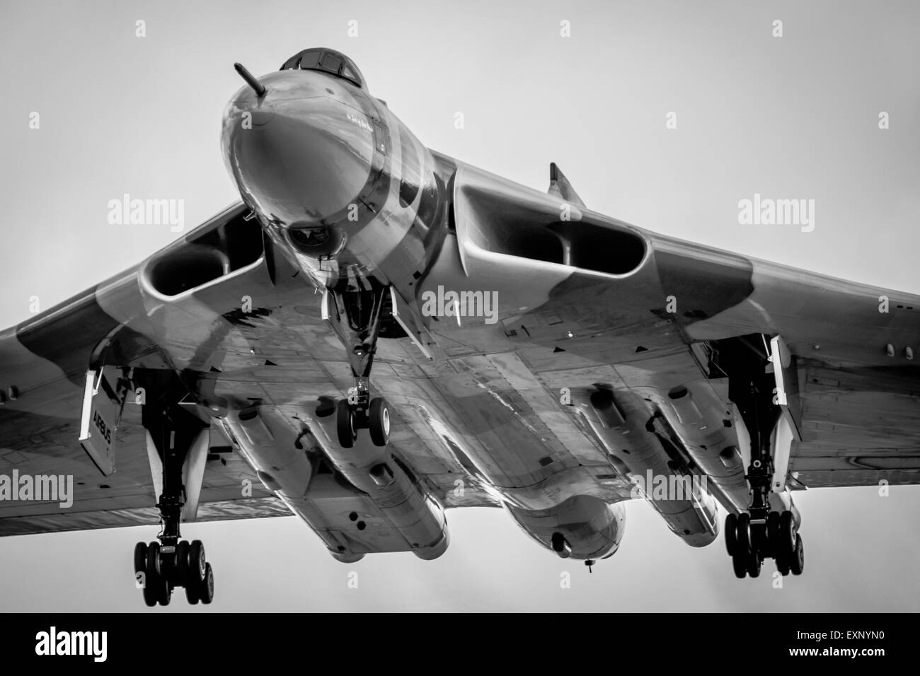 Avro Vulcan xh558 Spirito di Gran Bretagna - l'ultimo volo bombardiere Vulcan Foto Stock