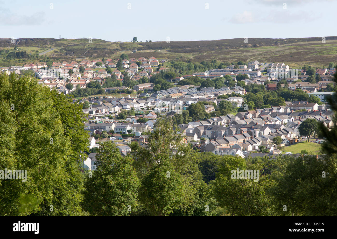 Vista generale di Blaenavon città patrimonio mondiale,Lancaster, Monmouthshire, South Wales, Regno Unito Foto Stock