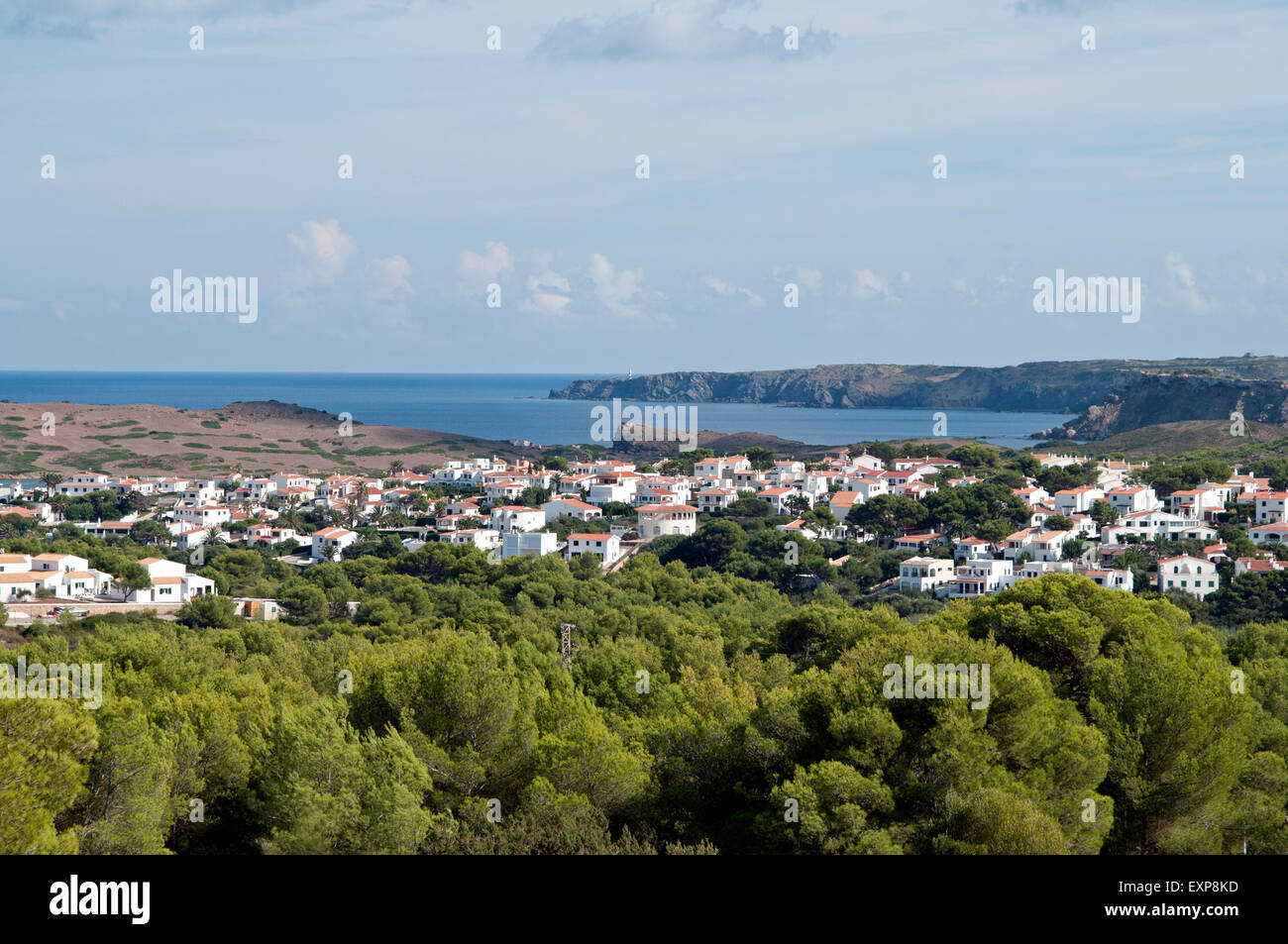 La vista di Addaia dalla strada sopra la navigazione sul Cami de Cavall bridal path sull isola di Minorca spagna Foto Stock