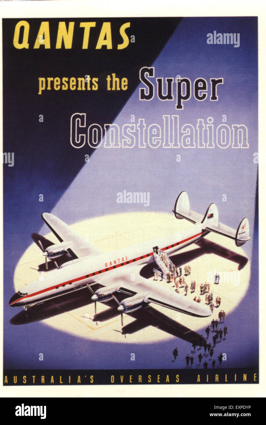 Anni Cinquanta compagnie britanniche Qantas aerei Poster Foto Stock