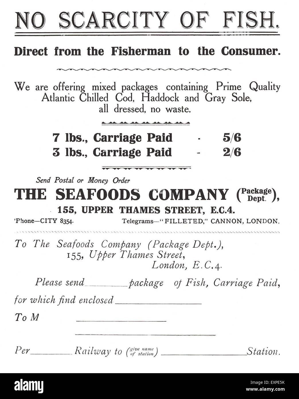 1920S UK la conservazione del pesce Magazine annuncio pubblicitario Foto Stock