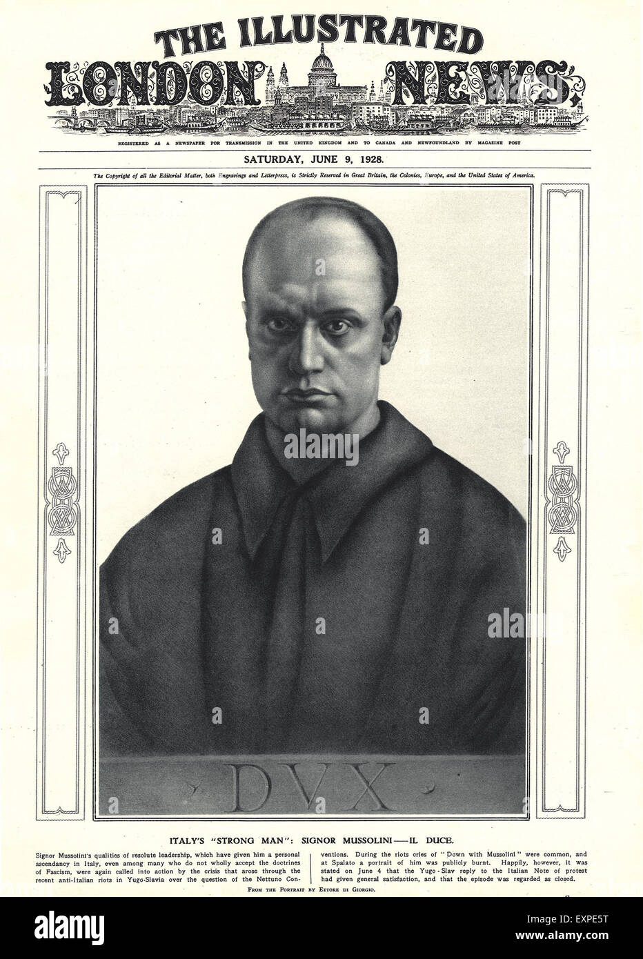 1920S UK Illustrated London News Magazine Cover Foto Stock