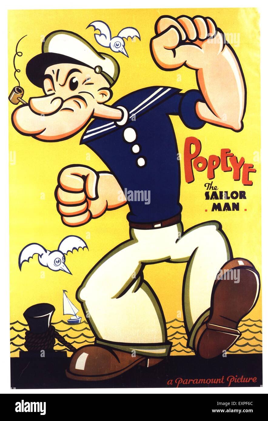 1930S UK Popeye il marinaio uomo poster del film Foto Stock