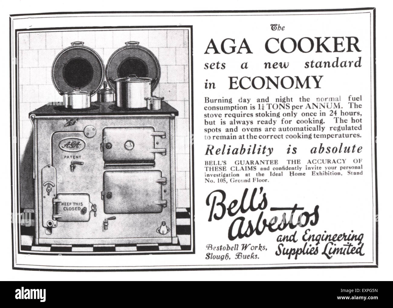 1930S UK Bell rivista amianto annuncio Foto Stock