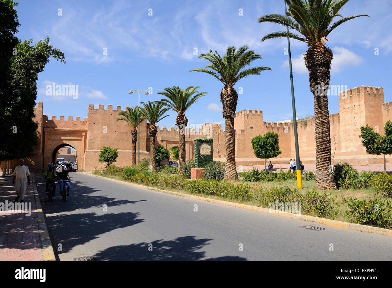 Taroudant difensiva della parete e gate. Foto Stock