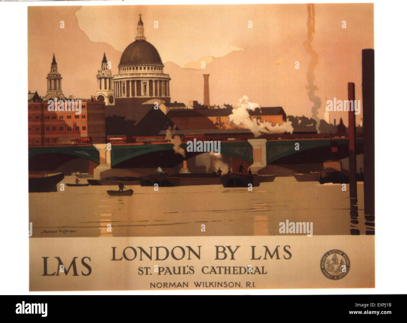 1930S UK London, Midland e Scottish Railways Poster Foto Stock