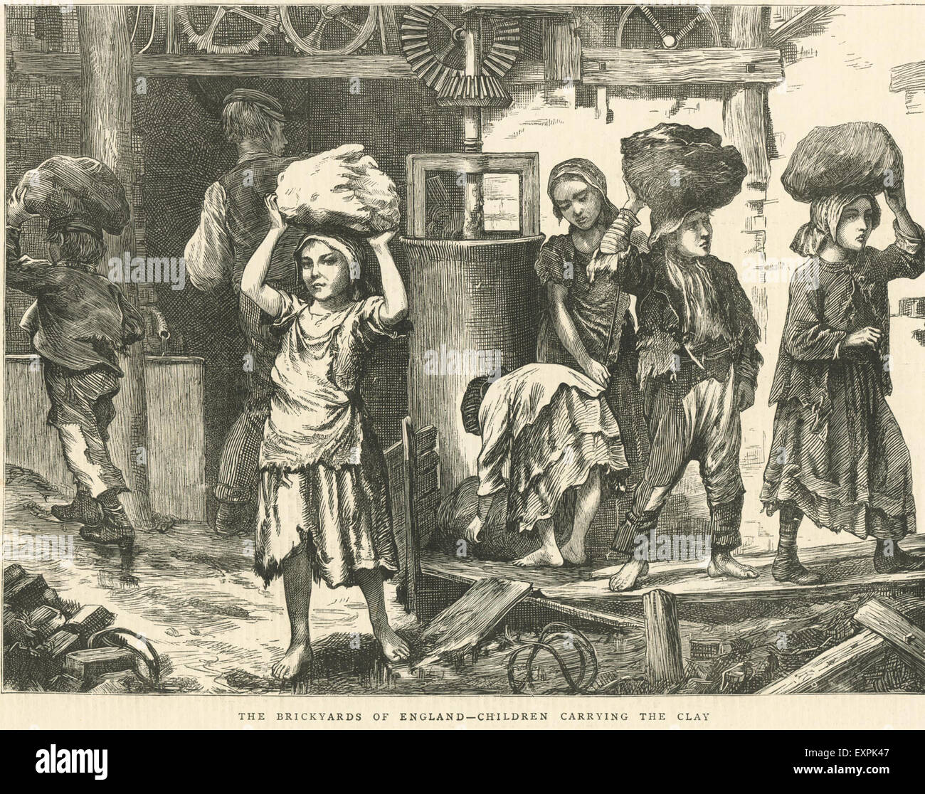 1880 Regno Unito il lavoro minorile Prenota piastra Foto Stock