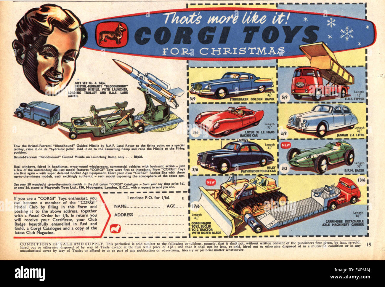 1960S UK Corgi Magazine annuncio pubblicitario Foto Stock