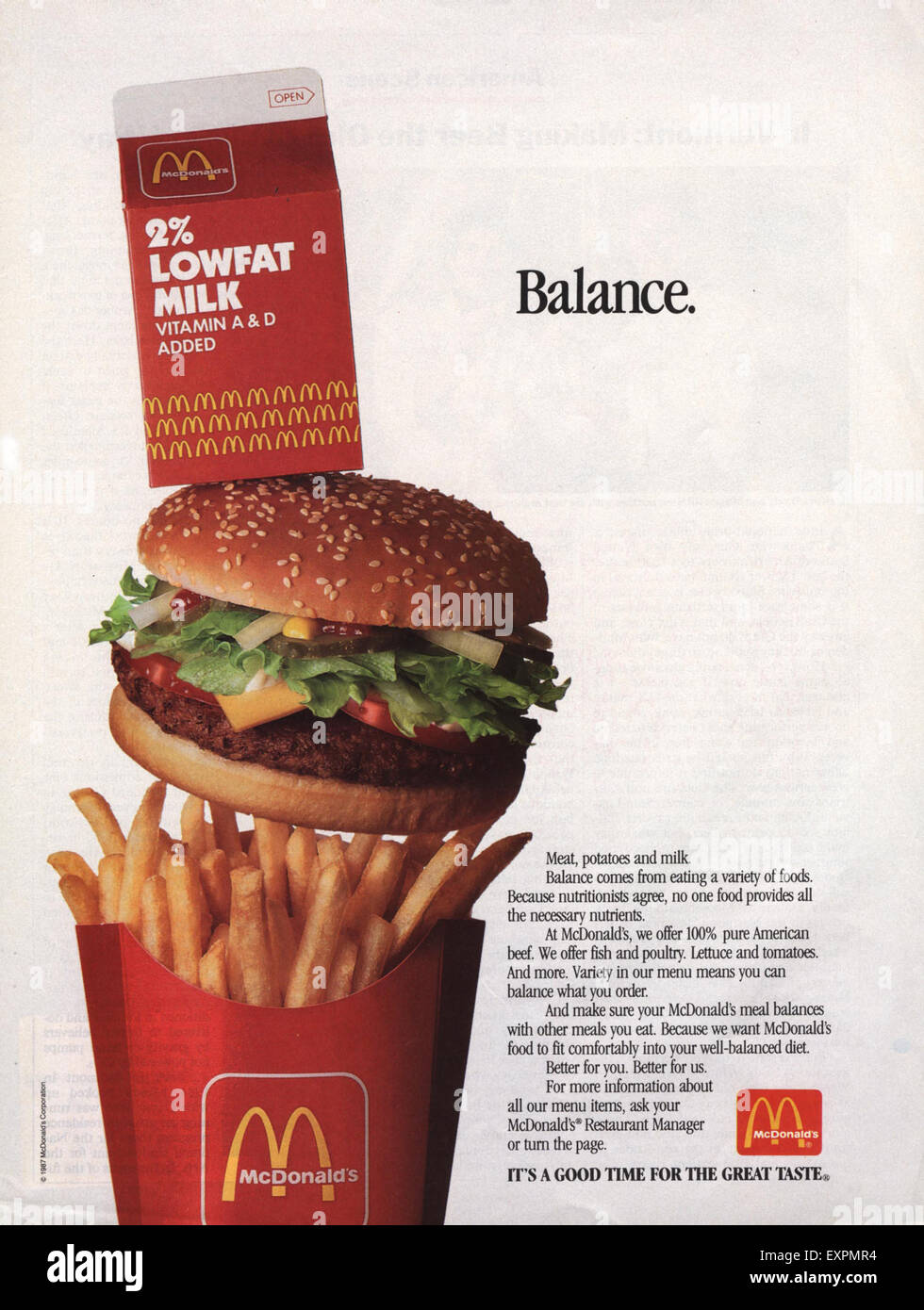 1990S UK McDonalds Magazine annuncio pubblicitario Foto Stock