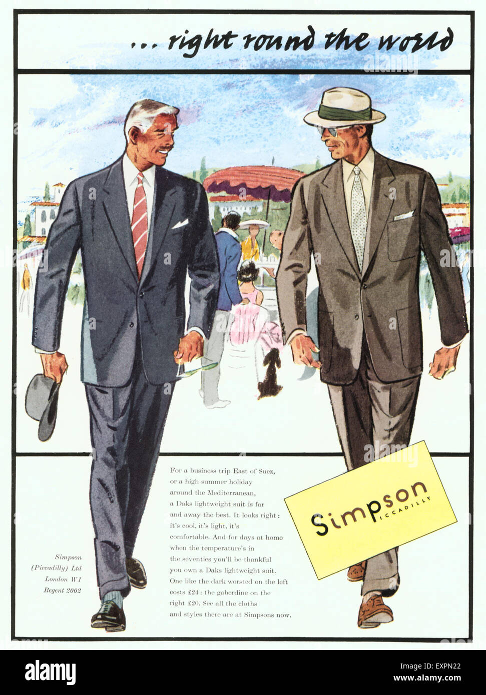 1950S UK Simpson Magazine annuncio pubblicitario Foto Stock