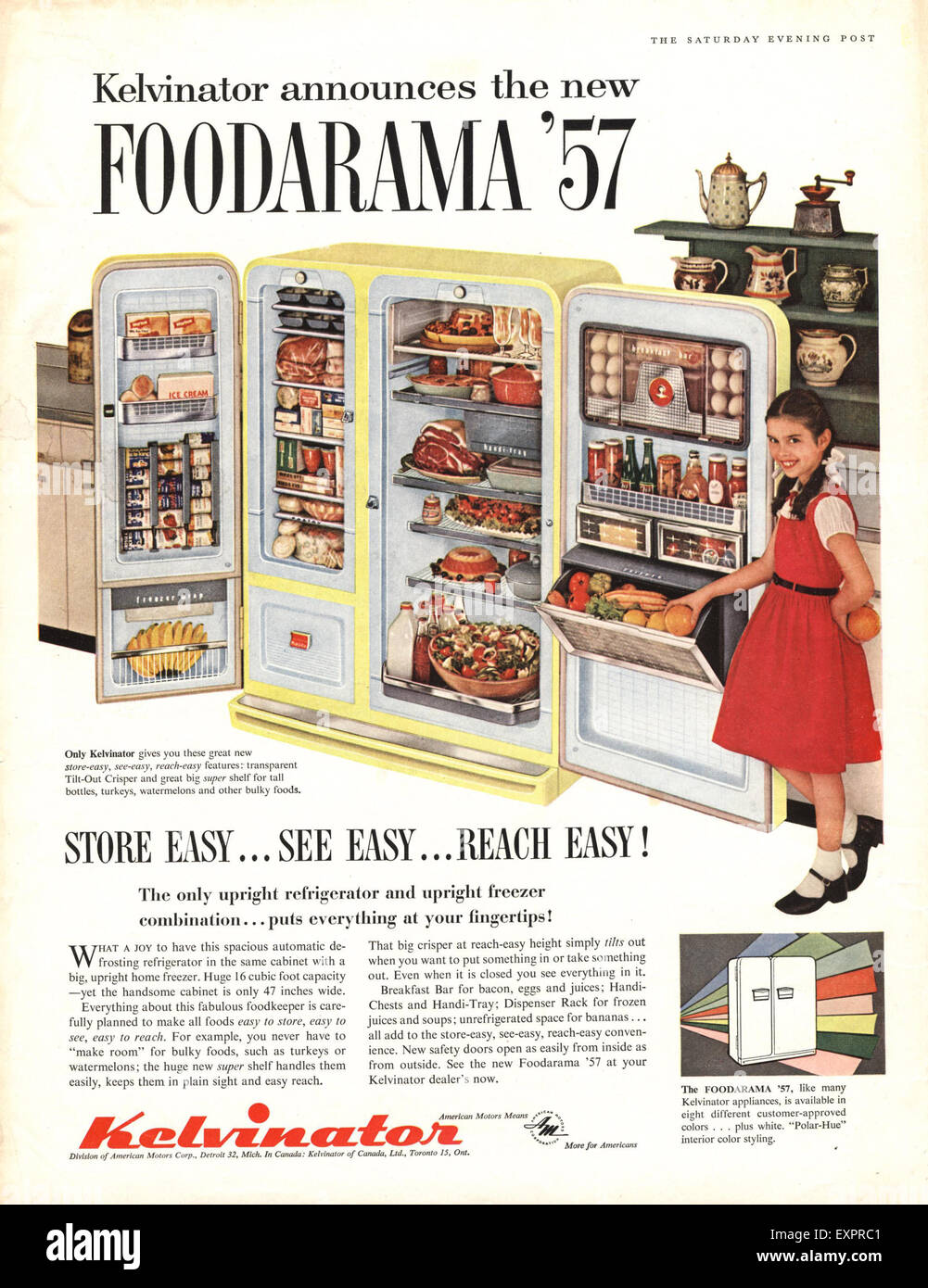 Anni Cinquanta negli Stati Uniti ci sono frigoriferi Kelvinator Magazine  annuncio pubblicitario Foto stock - Alamy