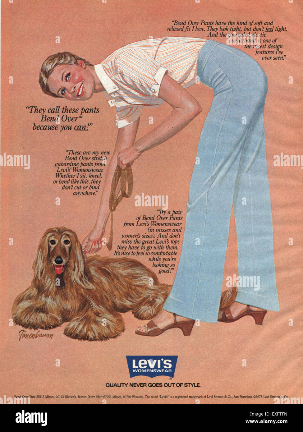 Anni Settanta USA Levi's Magazine annuncio pubblicitario Foto Stock