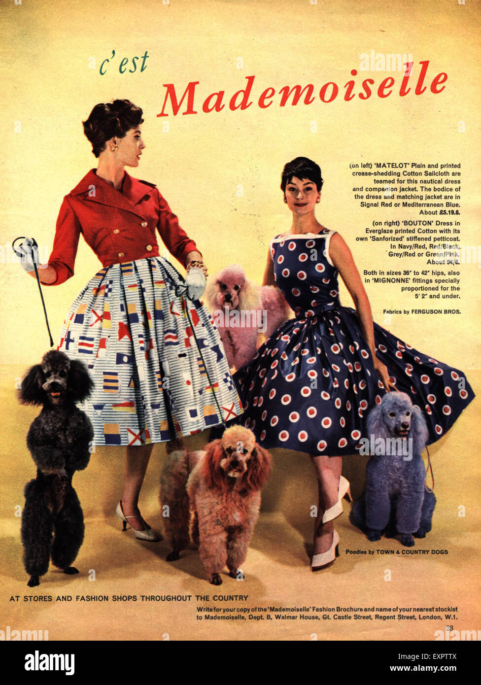 1950S UK Womens Fashion Magazine annuncio pubblicitario Foto Stock