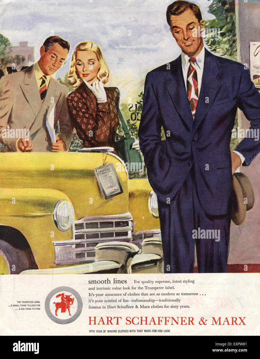 1940s USA Hart Schaffner Marx Magazine annuncio pubblicitario Foto Stock