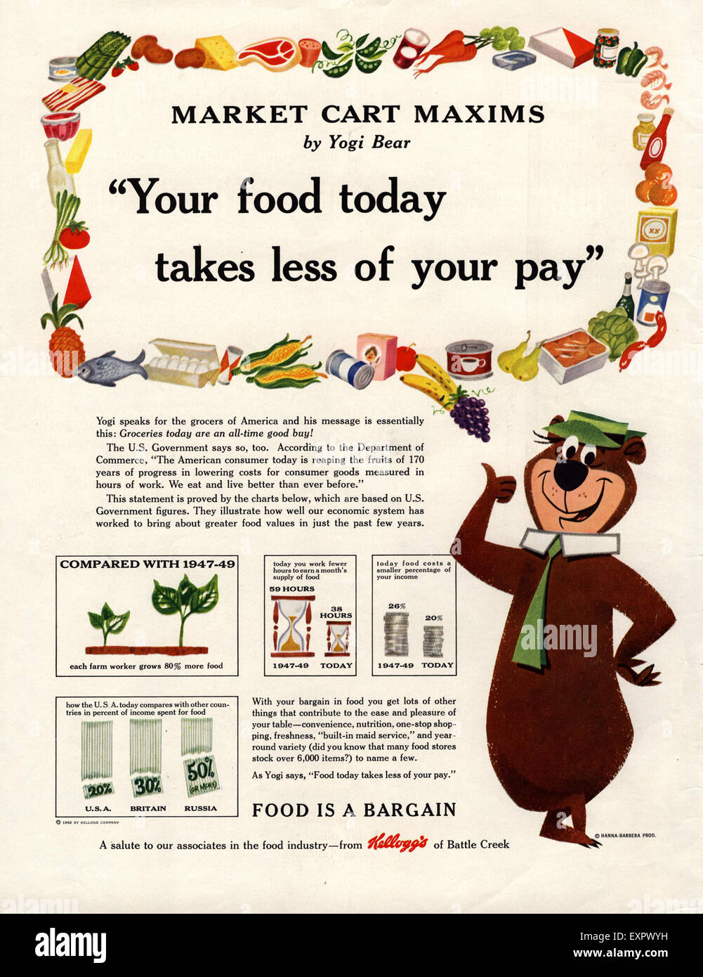 Anni sessanta USA Orso Yogi Cartoons Magazine annuncio pubblicitario Foto Stock