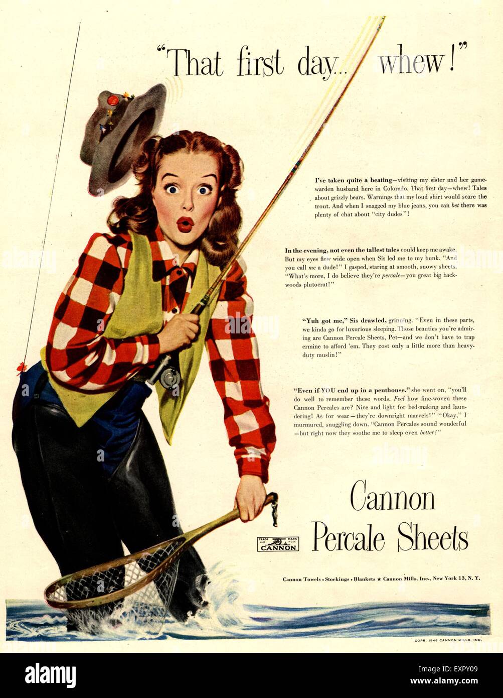 1940s USA il cannone percalle fogli Magazine annuncio pubblicitario Foto Stock