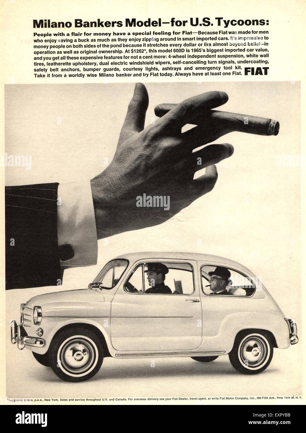 Anni sessanta USA Fiat Magazine annuncio pubblicitario Foto Stock
