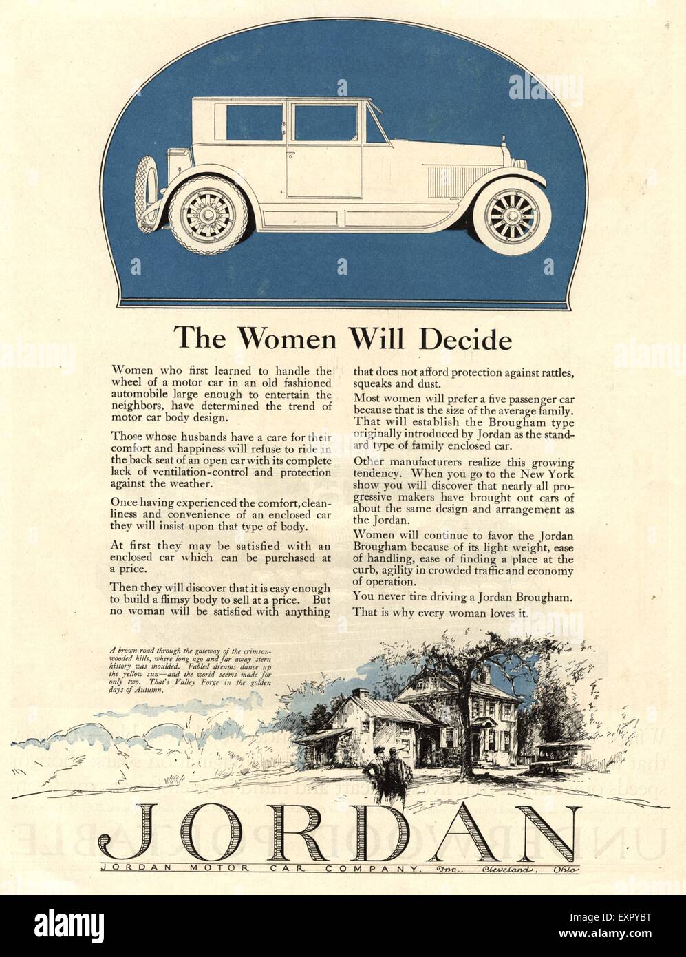 1920s USA la Giordania auto Magazine annuncio pubblicitario Foto Stock