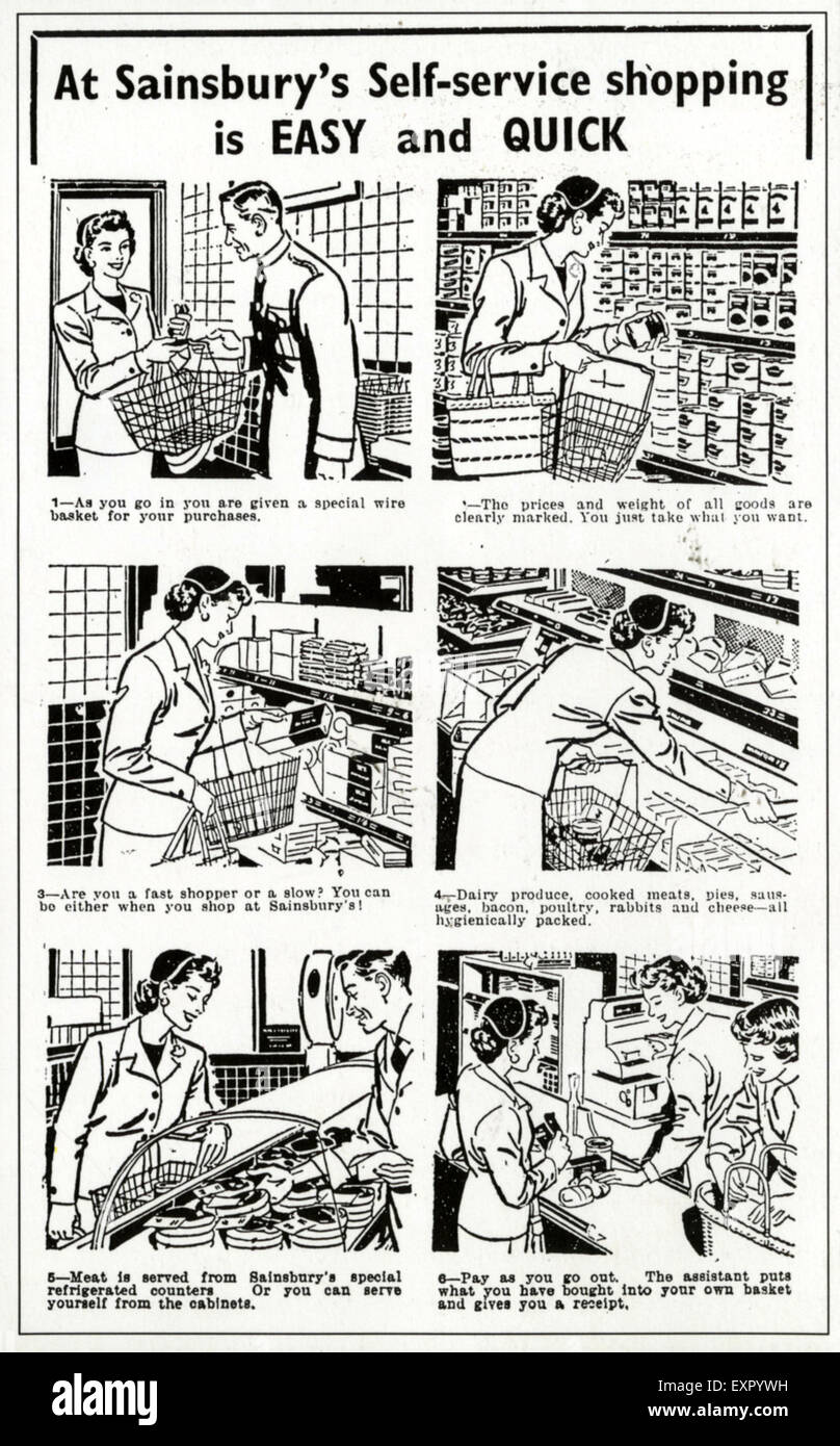 1960S UK Sainsbury's Magazine annuncio pubblicitario Foto Stock