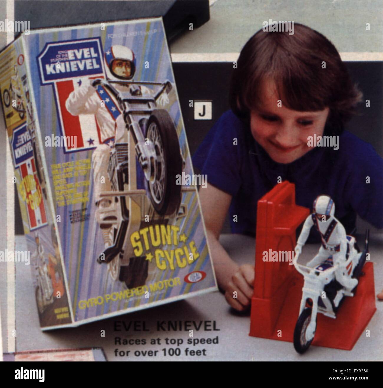 1970S UK Evel Knievel Stunt Catalogo cicli/ piastra di brochure Foto Stock