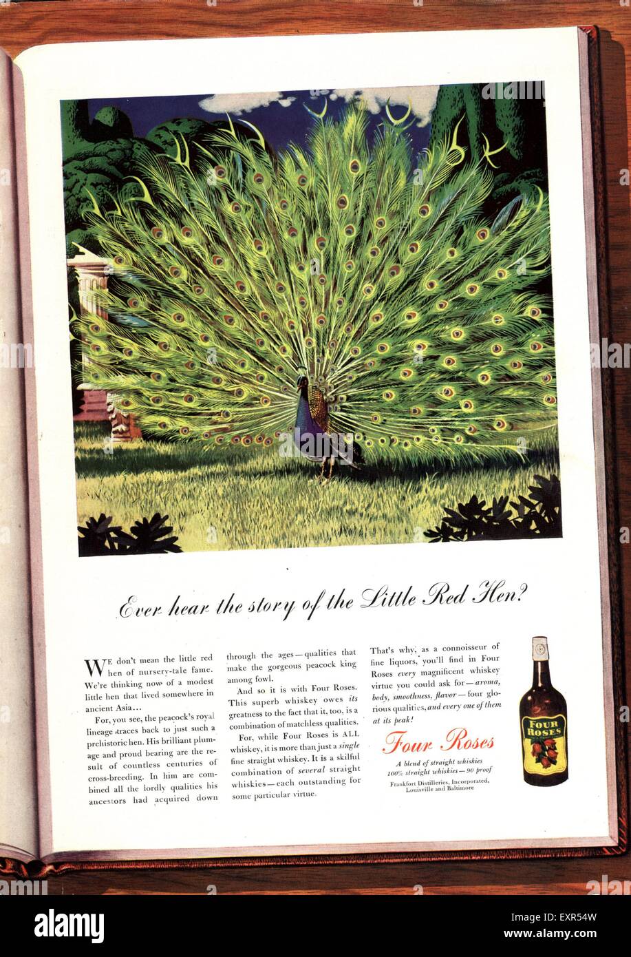 1930 USA Four Roses Sherry Magazine annuncio pubblicitario Foto Stock