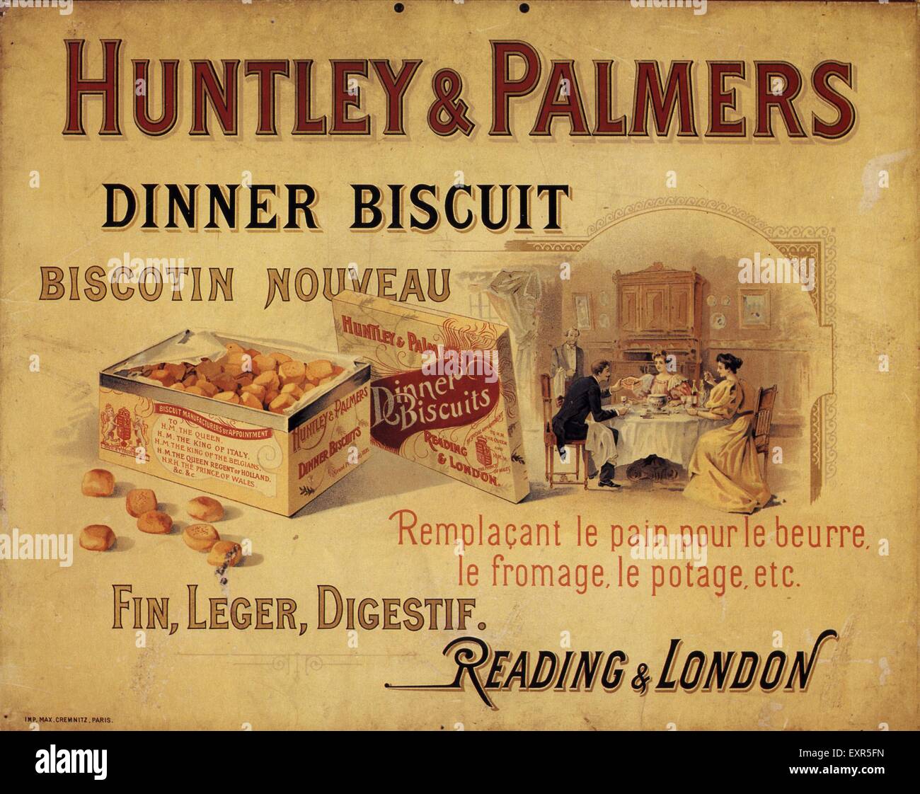 1900S UK Huntley e Palmers Poster Foto Stock