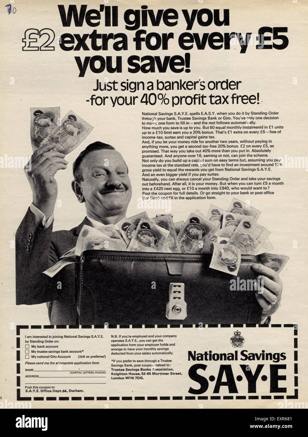 1950S UK National Savings Magazine annuncio pubblicitario Foto Stock