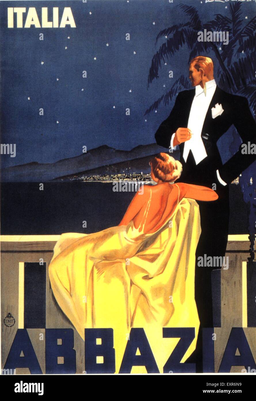 1930 Italia Abbazia Poster Foto Stock