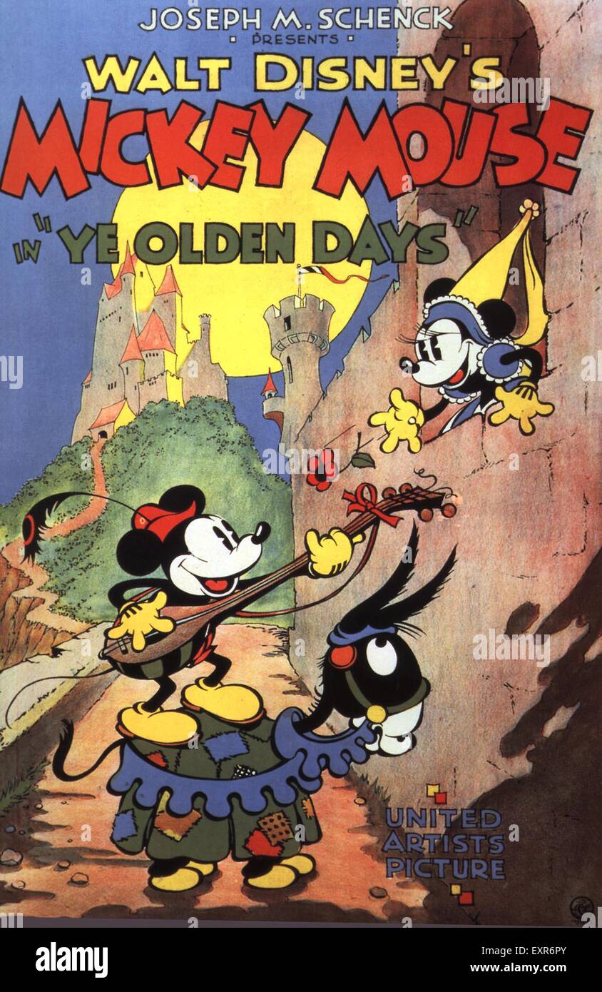 1930 USA Walt Disney's Ye Olden giorni poster del film Foto Stock