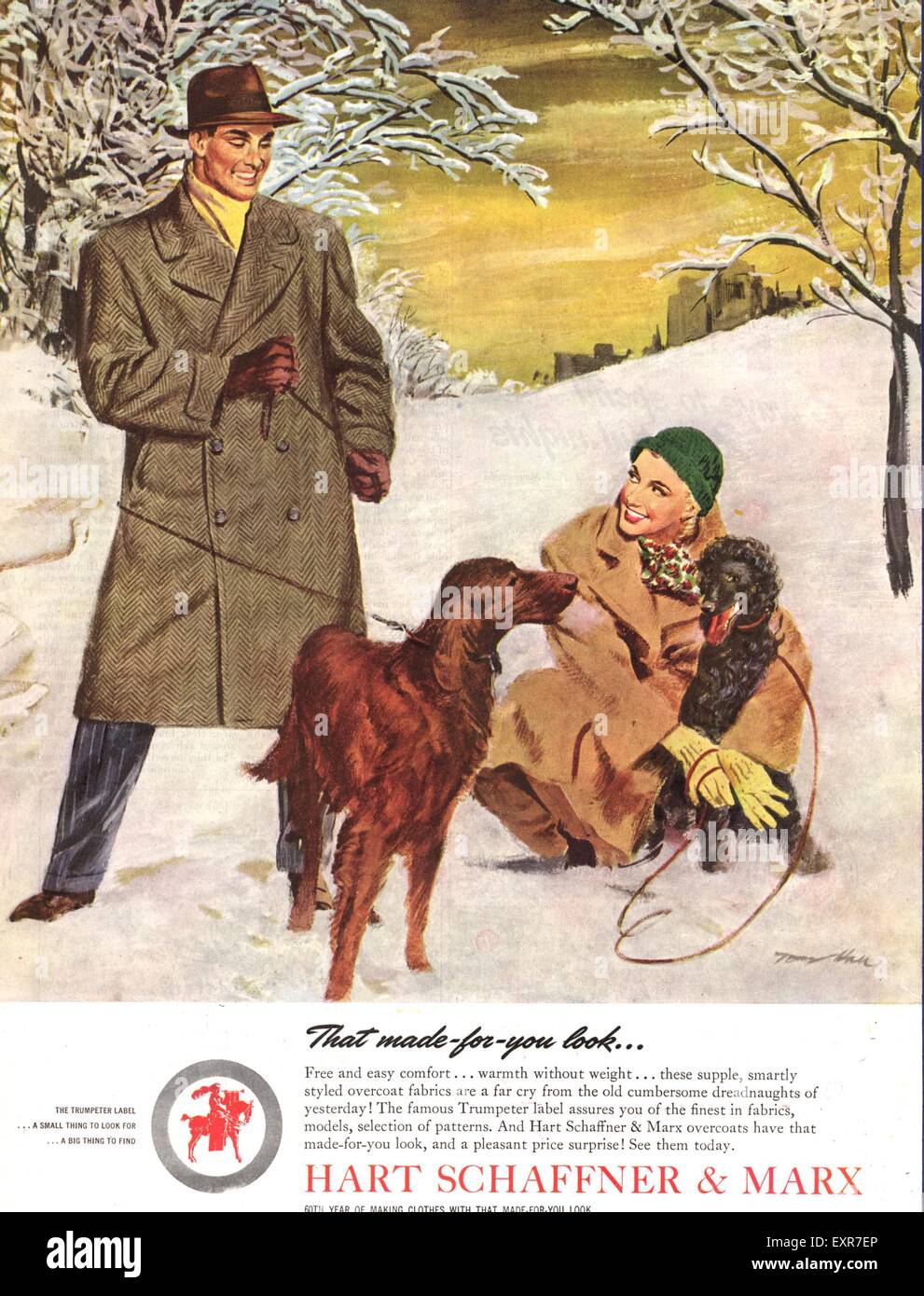 1940s USA Hart Schaffner segna Magazine annuncio pubblicitario Foto Stock