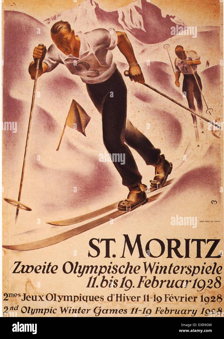 1920s Svizzera Giochi Olimpici Poster Foto Stock