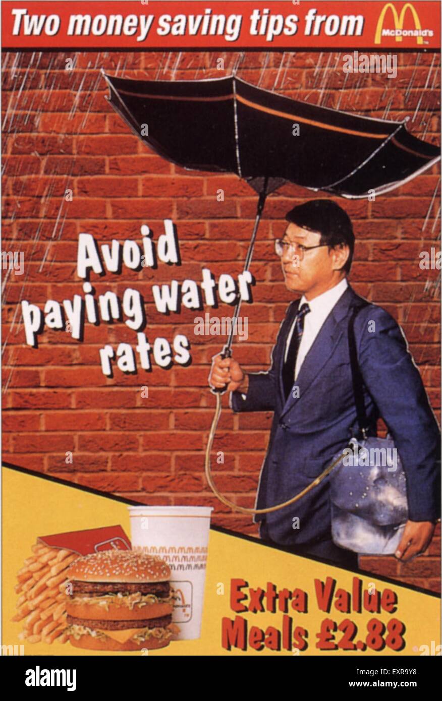 1990S UK McDonalds Magazine annuncio pubblicitario Foto Stock