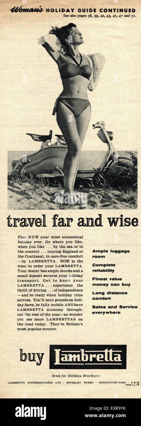 1950S UK Lambretta Magazine annuncio pubblicitario Foto Stock
