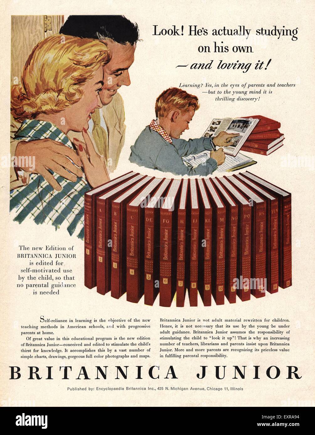 Anni Cinquanta STATI UNITI Enciclopedia Britannica Magazine annuncio pubblicitario Foto Stock