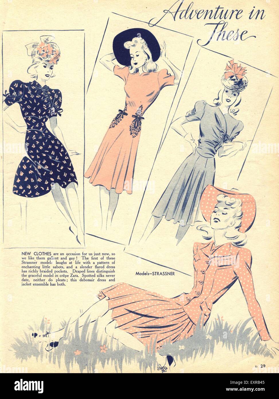 1940S UK Womens Fashion piastra del magazzino Foto Stock