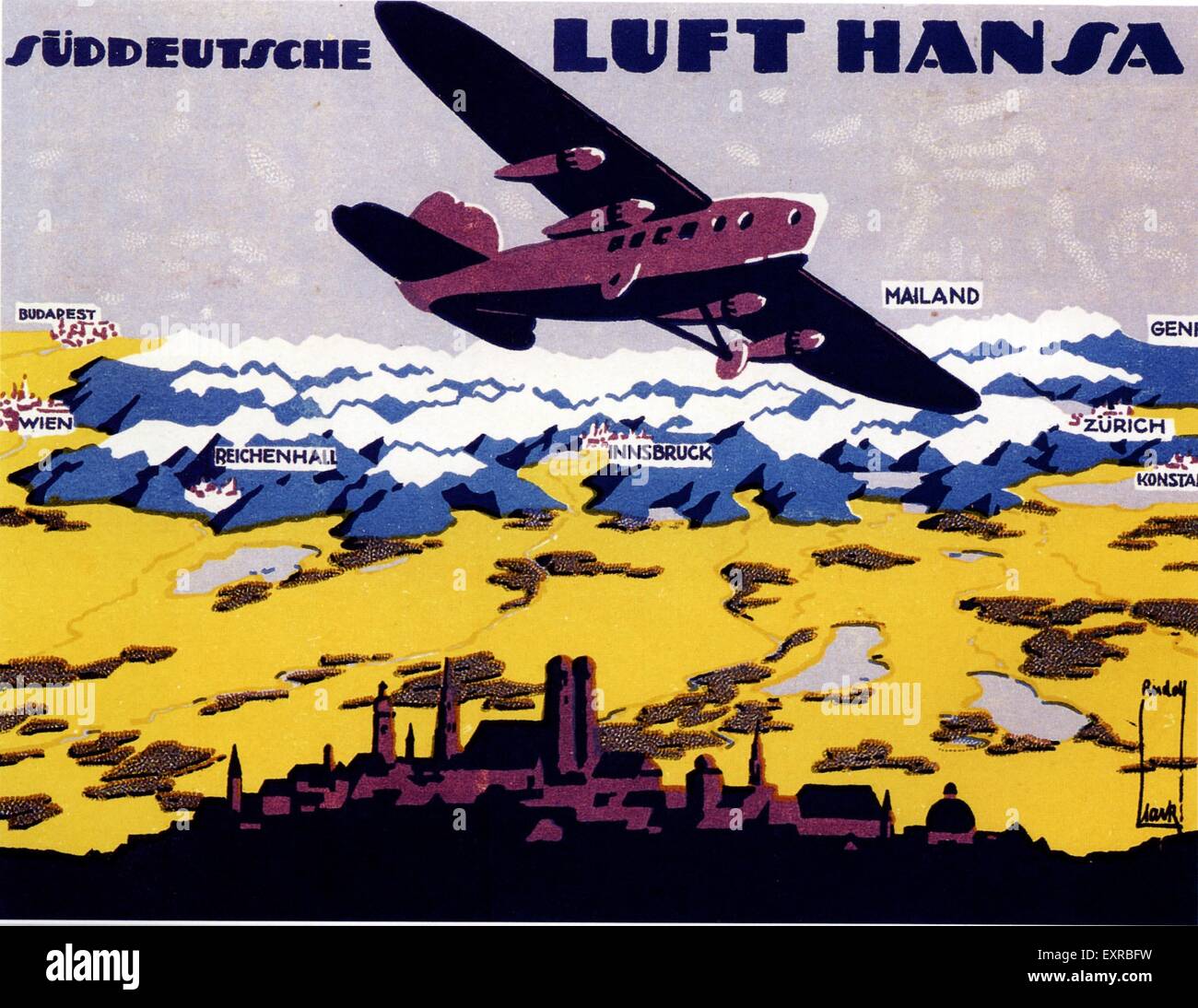 1920s Germania Lufthansa Poster Foto Stock