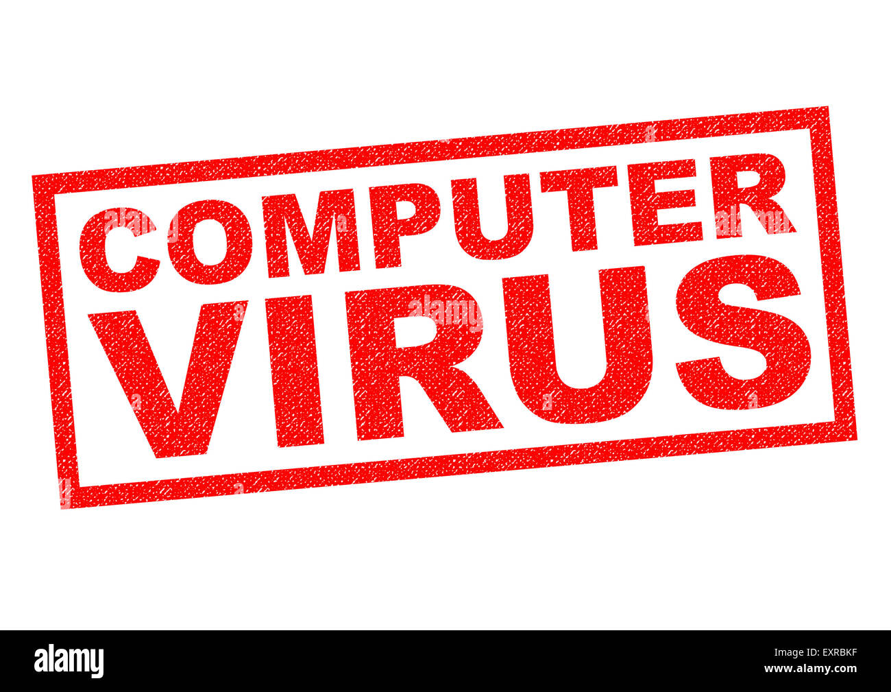 COMPUTER VIRUS rosso timbro di gomma su uno sfondo bianco. Foto Stock